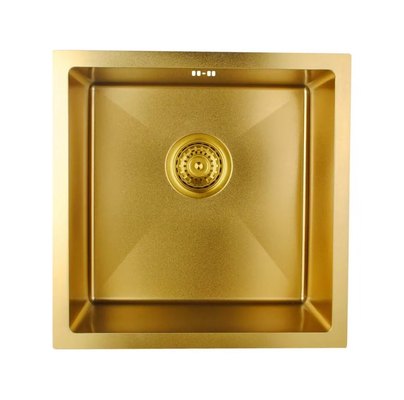 品質  Luxury Gold  Toned SUS304 Stainless Steel Square Kitchen Sink with  Efficient Drainage Design 工場