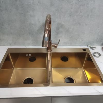 品質  Handmade Stainless Steel Kitchen Sink with Food Grade 304/316 Stainless Steel 250-300mm Bowl Depth and 1.2-2.0mm Panel Thickness 工場