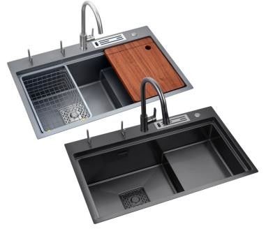 スマートブラックナノクジラ滝 シングルスロットハニコム洗浄盆 シンク ダブルシンク キッチンシンク マシン 大きなポット