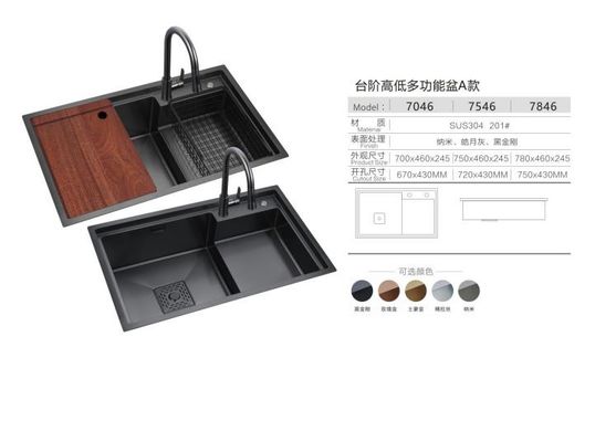 スマートブラックナノクジラ滝 シングルスロットハニコム洗浄盆 シンク ダブルシンク キッチンシンク マシン 大きなポット