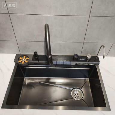 Premium Stainless Steel Kitchen Sink 900mm×550mm with Integrated Faucet and 1 Year Warranty