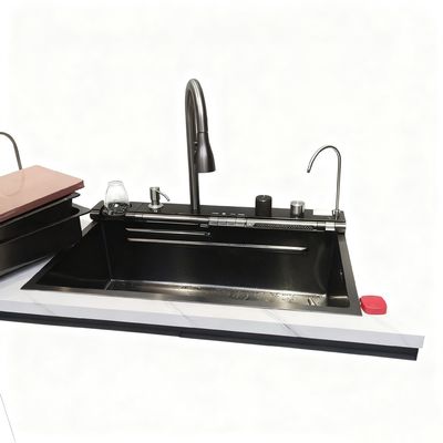 プレミアムステンレス鋼キッチンシンク、ハイアーク蛇口付き