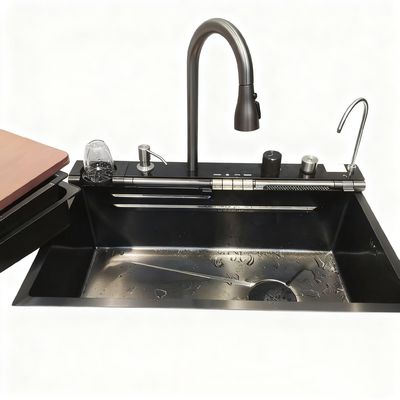 プレミアムステンレス鋼キッチンシンク、ハイアーク蛇口付き