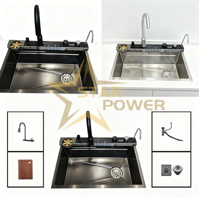 高温硬化PVD手作り耐摩耗性ダブルボウルシンク、食品グレード304/316素材