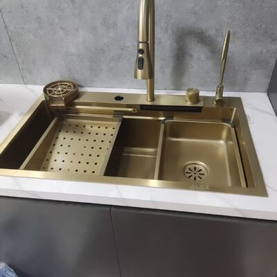 お買い得 R10 ラウンドコーナー デッドエンドなし 304/316 ステンレス鋼 手作りキッチンシンク 深型ボウルと防音衝撃パッド付き オンライン