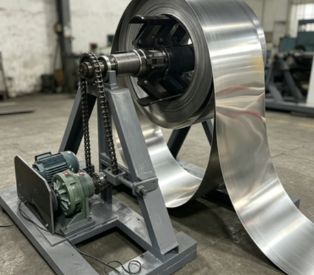 10000kg重量自動コイルアンコイラーハンドラーシステム 機械駆動の金属ストライプデコイリング機器 304ステンレス鋼シンクパネル生産ライン