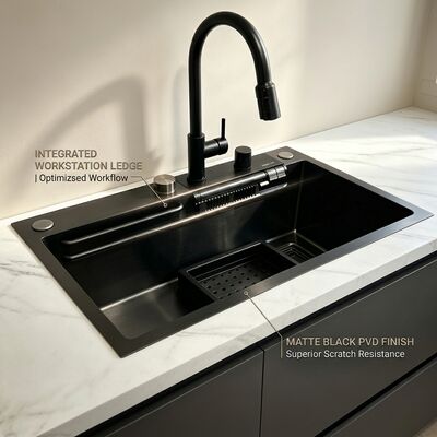 お買い得 Chrome-Plated 316 Stainless Steel Single Bowl Kitchen Sink Undermount 800mm 220mm Deep Basin オンライン