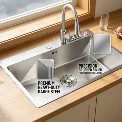 お買い得 Commercial Heavy-Duty 304 Stainless Steel Kitchen Sink Drop-In 1000mm 280mm Deep Single Bowl Basin オンライン