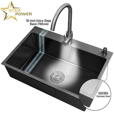 お買い得 316 ステンレス 鋼 均等 ダブル ボウル キッチン シンク ナノコーティング ドロップイン 800mm 220mm 深層盆 オンライン