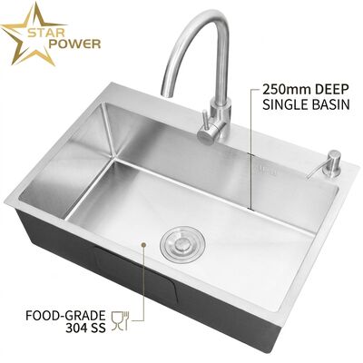 お買い得 食品グレード 304 SS シングルボウルキッチンシンクつや消しアンダーマウント 900mm 250mm 深さ盆地 オンライン