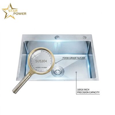お買い得 304ステンレス鋼 キッチンアイランド用 プレップシンク 18x16インチ アンダーマウント、業務用食品グレード シングルシンク 超深型 オンライン