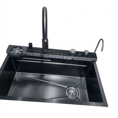 お買い得 PVD Gunmetal 33x22 Undermount Double Bowl Kitchen Sink SUS304 Handmade 18 Gauge online