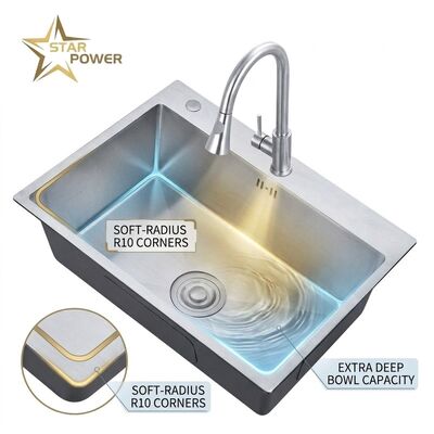 お買い得 25 Inch Drop-In Laundry Utility Sink Single Bowl 20 Gauge with Overflow Drain オンライン