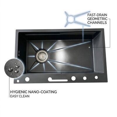 お買い得 33 Inch Corner Kitchen Sink Double Bowl SUS304 18 Gauge Space Saving Handmade オンライン