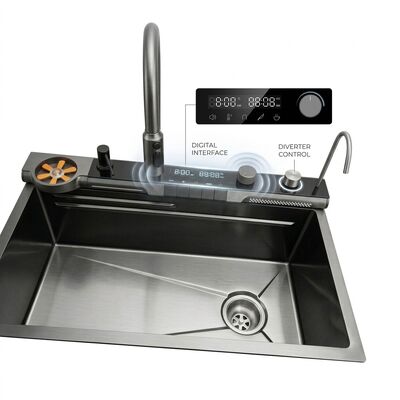 お買い得 32 Inch Drop-In Double Bowl Kitchen Sink SUS304 20 Gauge with Glass Cover online