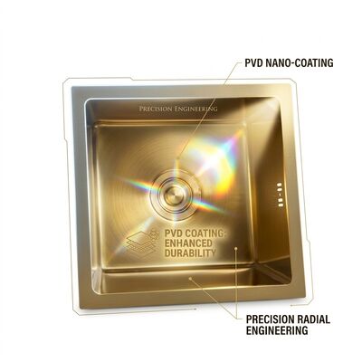 お買い得 22 Inch PVD Gold Undermount Single Bowl Kitchen Sink 16 Gauge with Cutting Board online