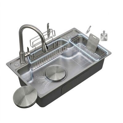 お買い得 30 Inch Farmhouse Apron Front Double Bowl Kitchen Sink 60/40 16 Gauge with Bottom Grids online