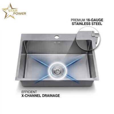 お買い得 23 Inch Undermount Single Bowl Kitchen Sink SUS304 18 Gauge Gunmetal PVD Finish オンライン
